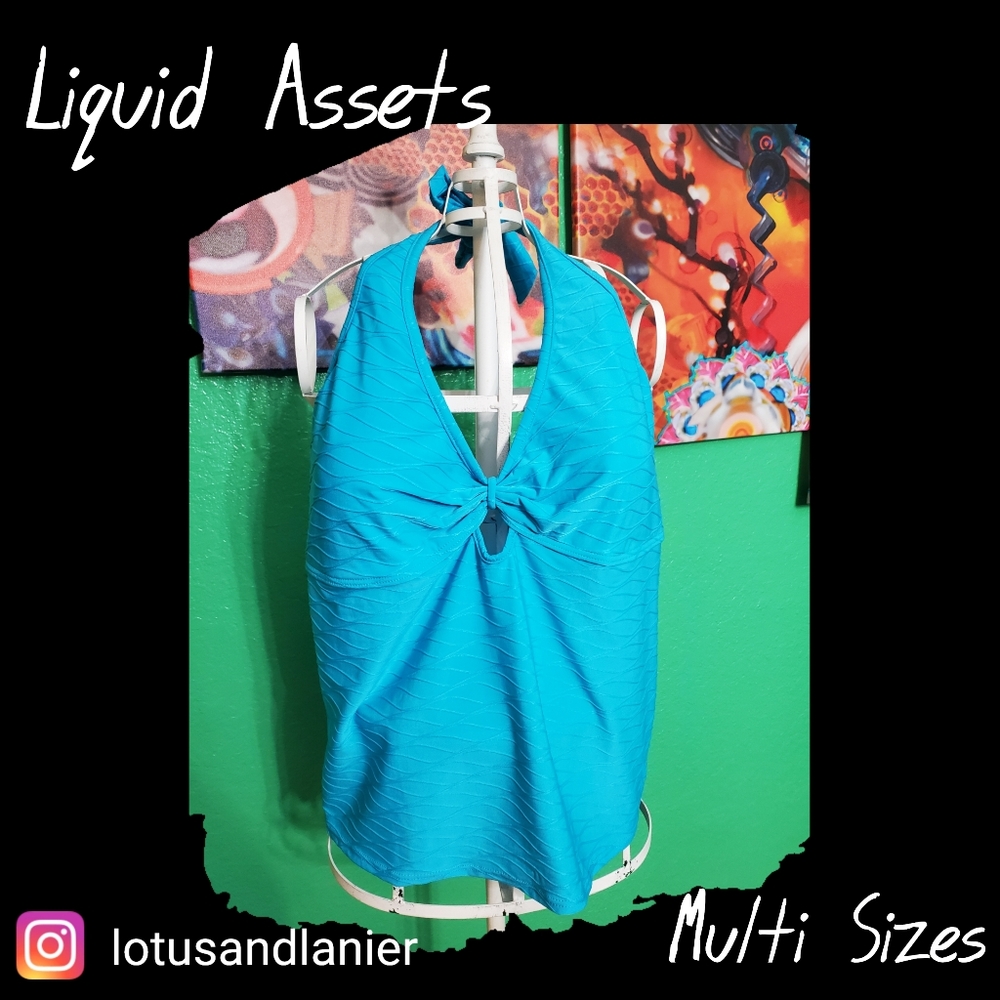Liquid Assets Aqua  Halter Tankini Multi-Sizes